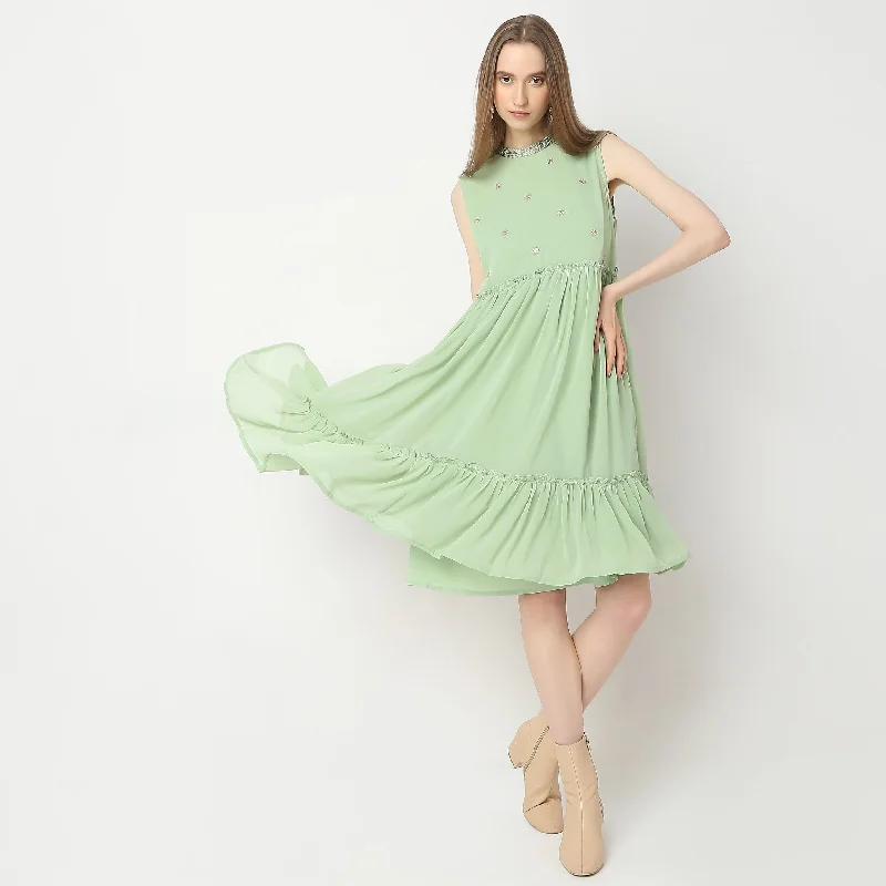 Fashion Forward Flare Fit Embellished Dress