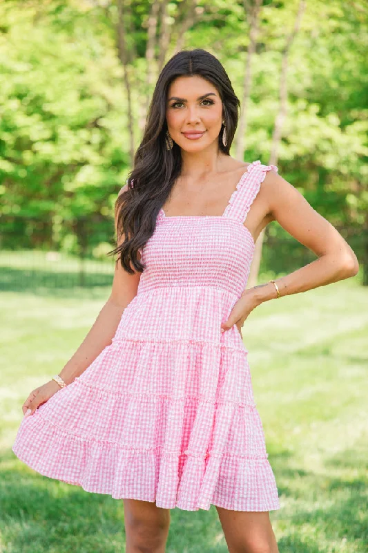 Limited Stock – Hurry Before It'S Gone Time Spent Together Pink Gingham Smocked Dress Limited Stock – Hurry Before It'S Gone Time Spent Together Pink Gingham Smocked Dress