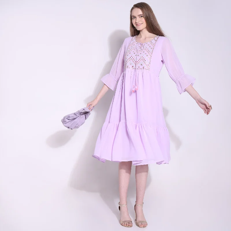 Seasonal Trends Mid Flare Solid Dress
