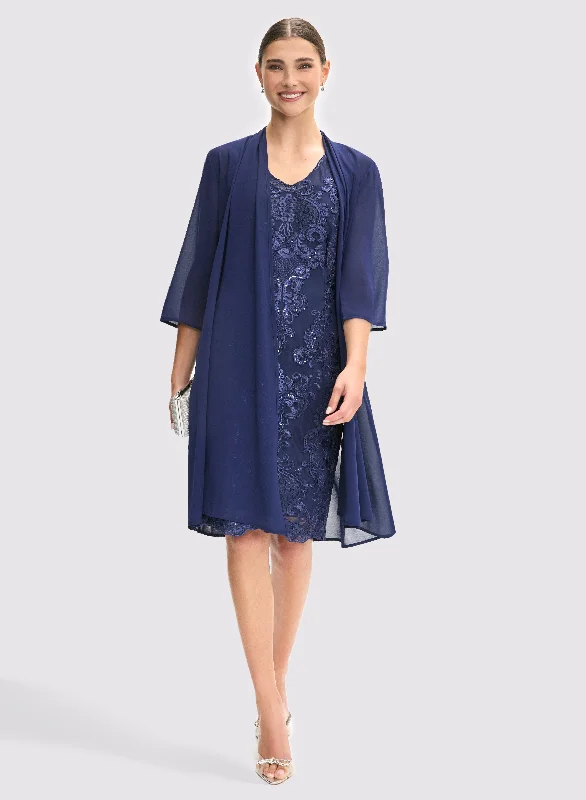 Affordable Luxury Fashion Chiffon Jacket & Dress Set