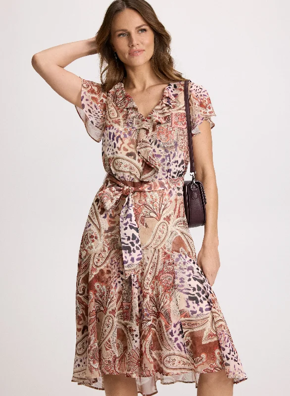 High-End Fashion, Low-End Prices – Don't Miss Out Mixed Print Chiffon Dress