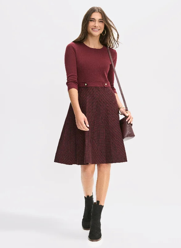 Women's Clothes For The Office Knit Fit & Flare Dress