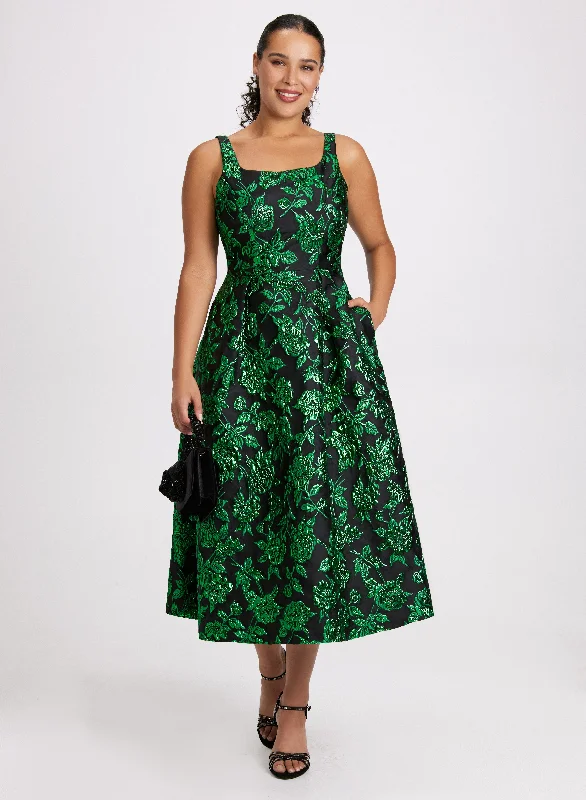 Clothing Store Metallic Jacquard Dress