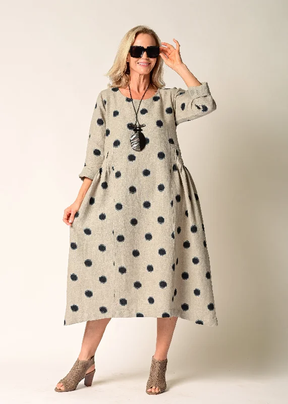 Women's Evening Clothing Alpine Linen Blend  Dress in Latte
