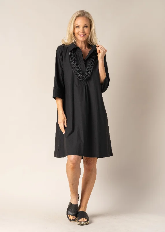 Boho Chic Fashion Genevieve Cotton Dress in Onyx