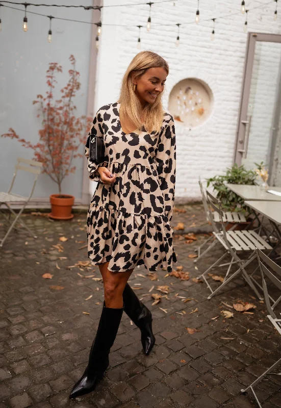 The Perfect Time To Shop And Save Beige Leopard Anatole Dress