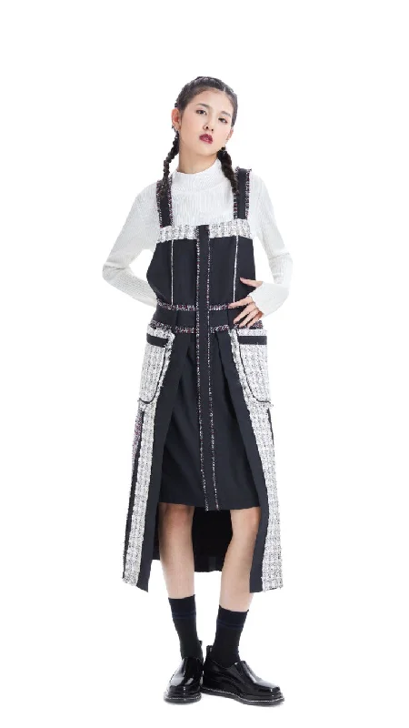Online Boutiques Affordable Tweed Patched Worker Dress