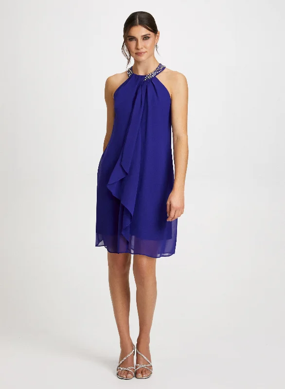 Stylish Fashion At Unbeatable Prices – Shop Beaded Neck Chiffon Dress