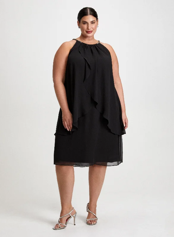 Upgrade Your Closet With Our Women's Clothing Deals Beaded Halter Neck Chiffon Dress