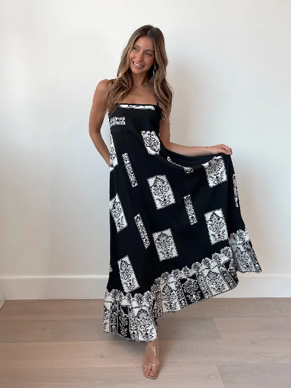 Crazy Price Slashing Verenice Dress - Black Print