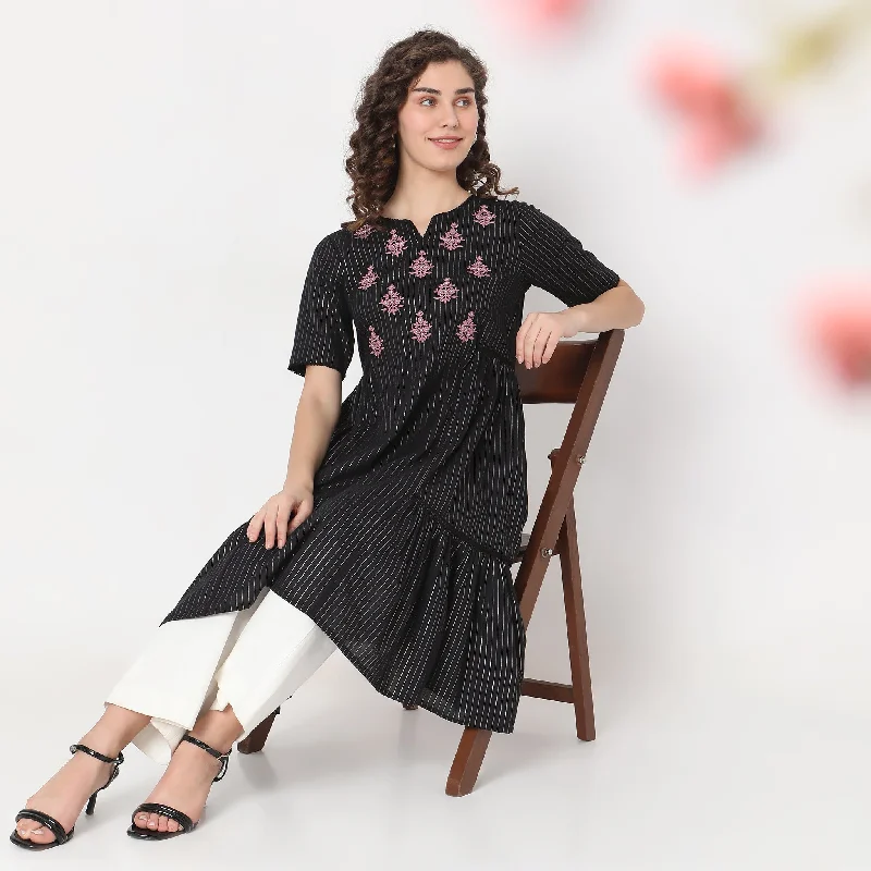 Online Boutiques Flare Fit Embroidered Dress