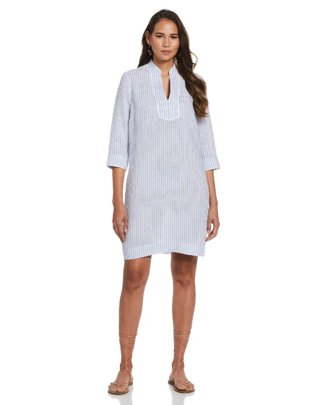 Vibrant Femme Fashion Split Neck Tunic Dress