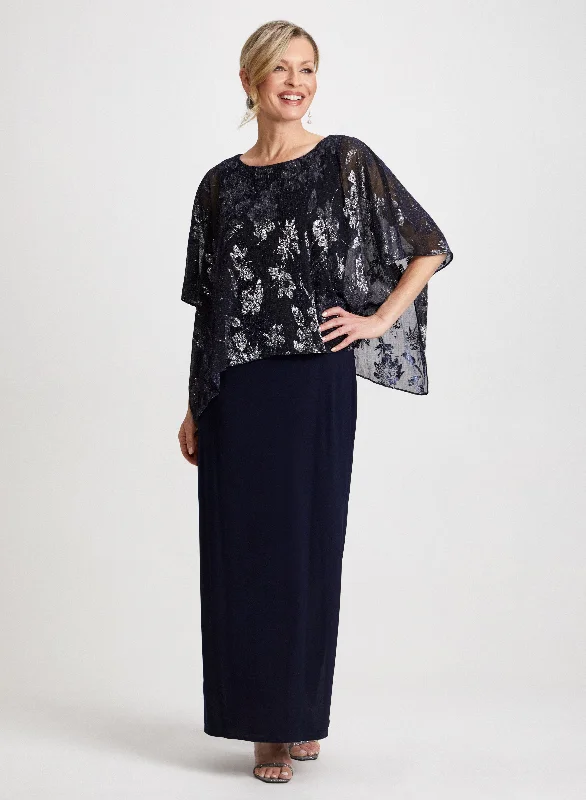 Unleash Your Trend Driven Style Metallic Detail Poncho Dress