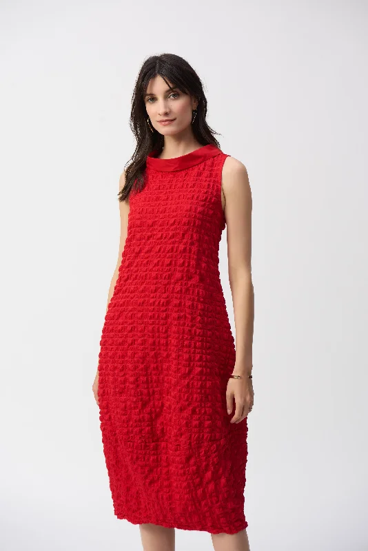 Comfortable Casual Wear Joseph Ribkoff Textured Woven Sleeveless Cocoon Dress - 241204