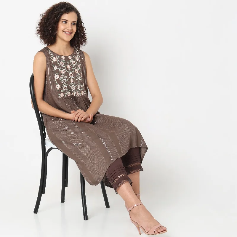 Trendy Outfits For Ladies Flare Fit Embroidered Dress