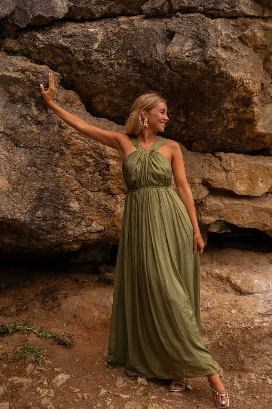 Casual Chic Green Silk Floria Dress