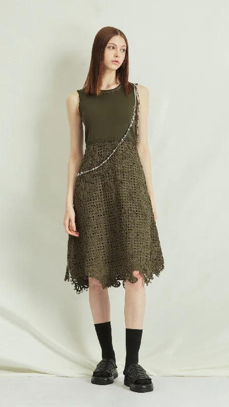 Women's Resort Attire Cord Embroidery Lace Dress