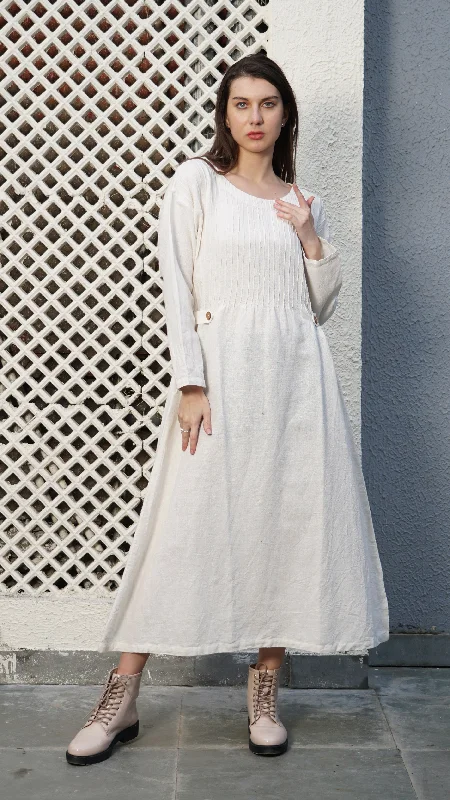 Sale Clearance Belinda Linen Blend Dress in Cream