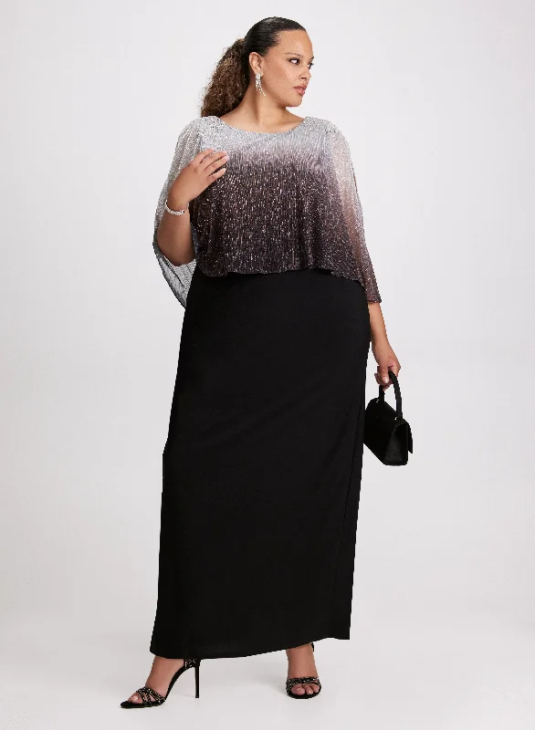 Comfortable Chic Beaded Ombre Effect Poncho Dress