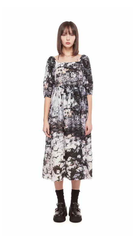 Women's Occasion Wear Clothes Mika Ninagawa - Printed Puff Sleeves Dress