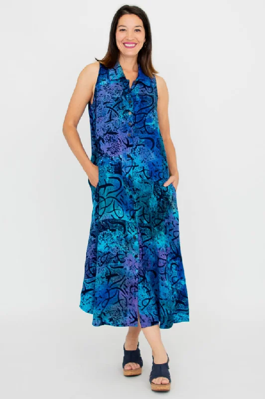 Women's Fashion Clothing Cassy Dress,  Aqua Batik