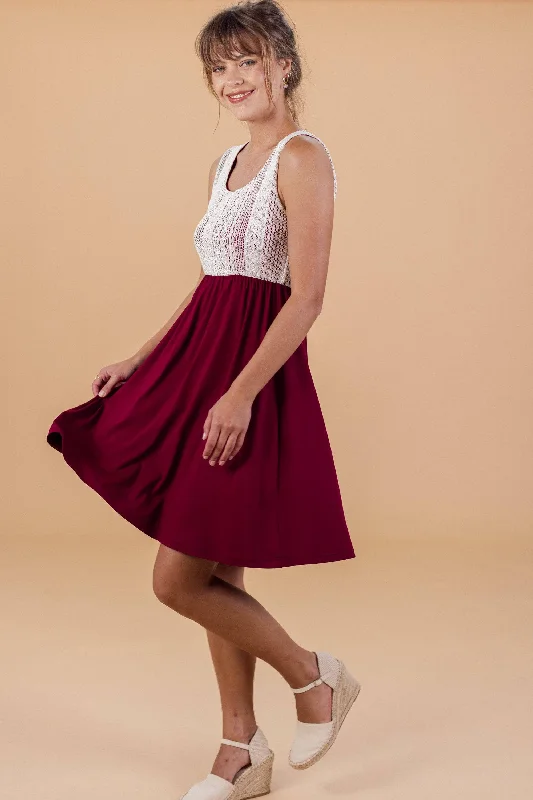 Women's Casual Attire Dress Maya Wine Red