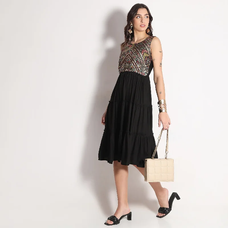 Women's Casual Wear Clothing Flare Fit Embellished Dress
