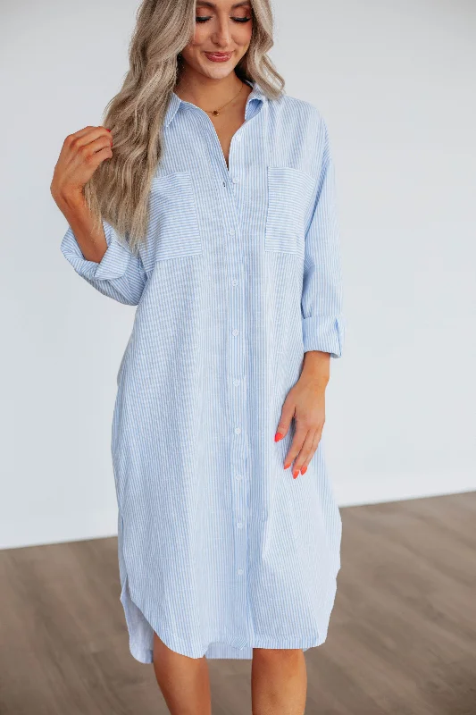Flash Sale On Stylish Outfits – Hurry Before It's Gone Raisa Striped Button Down Dress