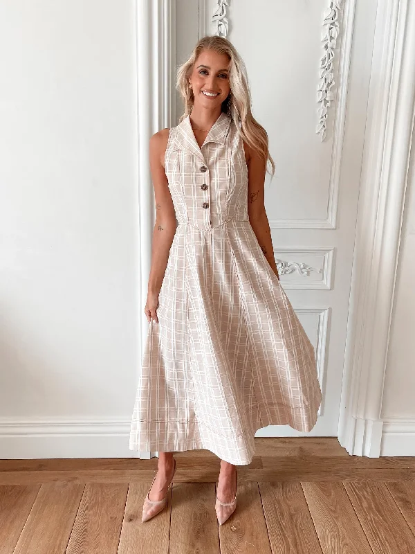 Flash Sale Starts Raelee Dress - Beige Check