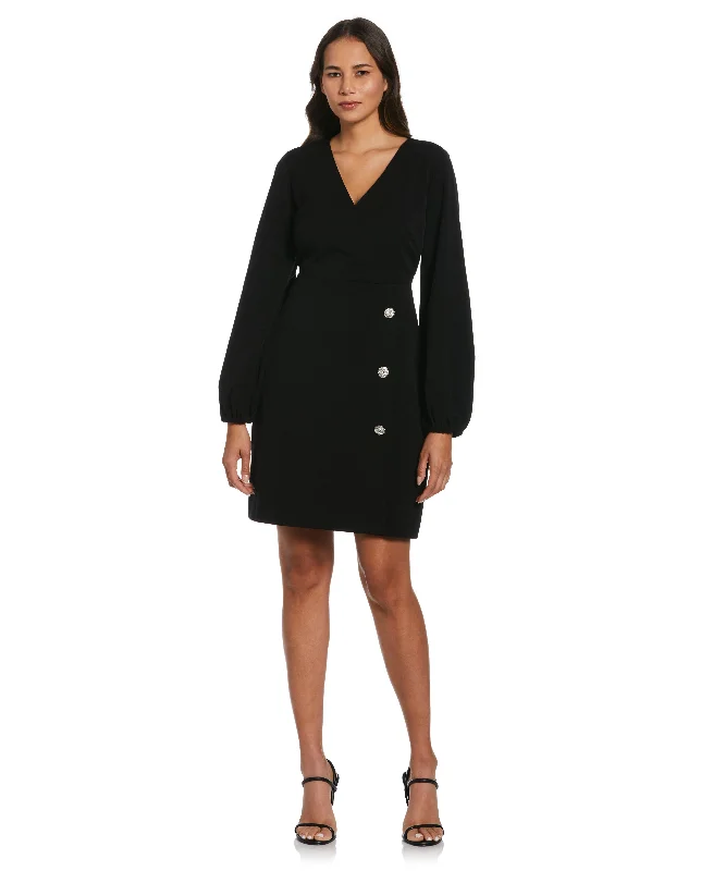 Women's Fashion Essentials At Unbeatable Discounts Petite Jewel Button Surplice Dress