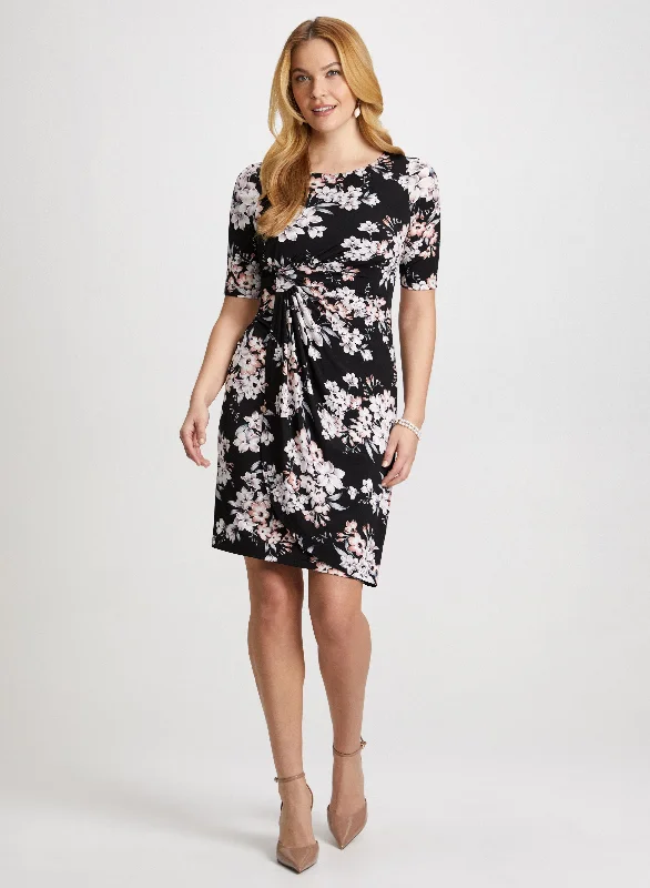 Urban Elegance Deals Floral Pleated Waist Dress