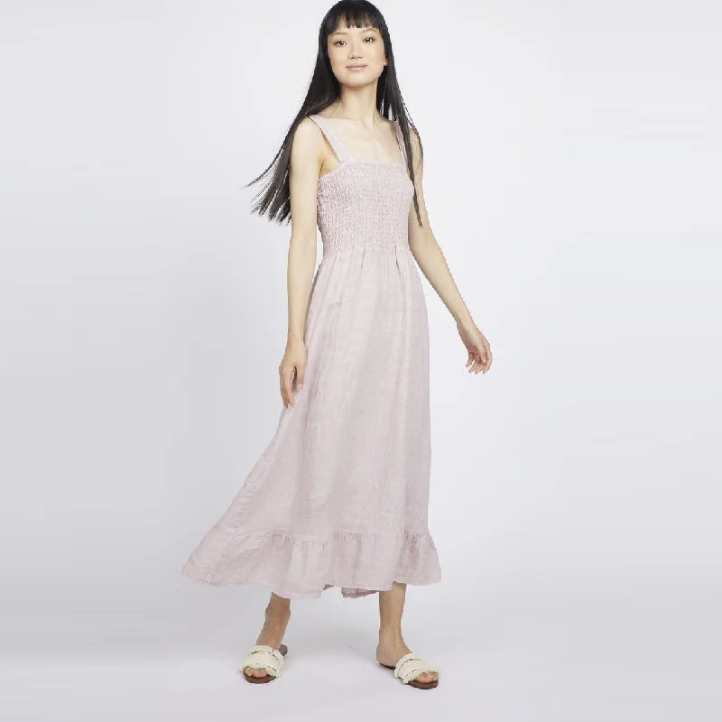 Pastel Styles Bunched Top Linen Dress (Petal)