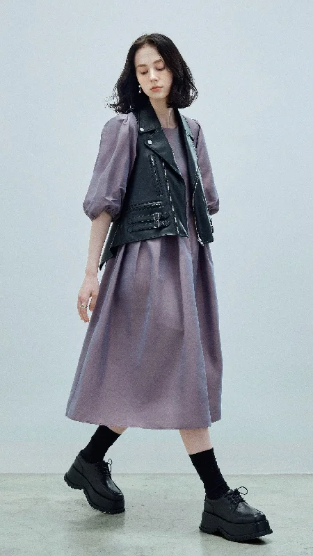 Chic Styles Nylon Puff Sleeves Dress