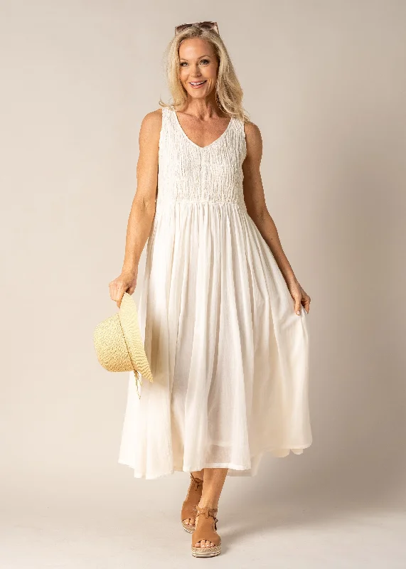 Special Occasion Wear Coraline Cotton Dress in Cream