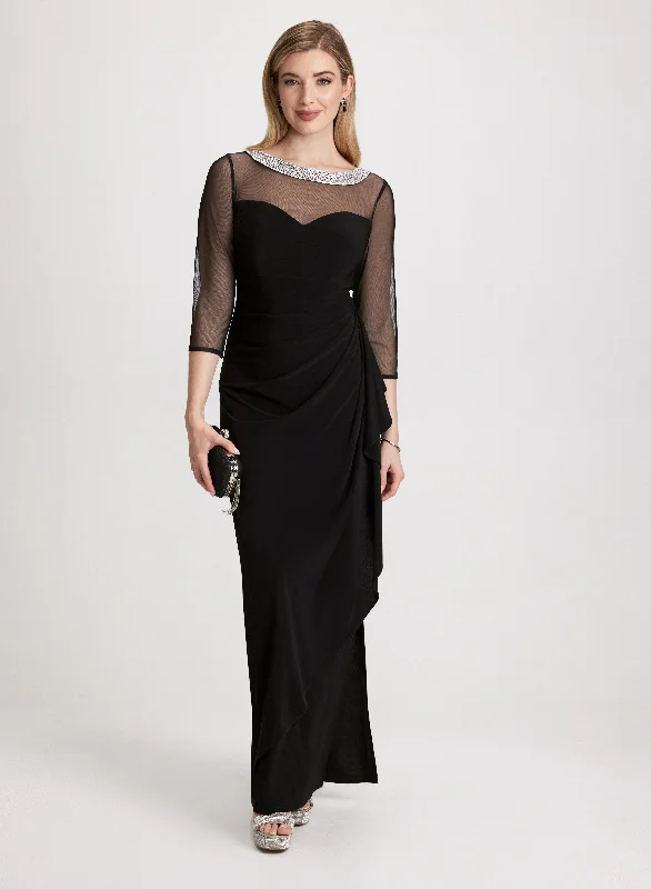 Formal Outfit For Women Embellished Neckline Jersey Dress