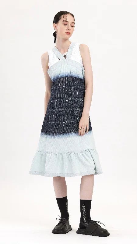 Formal Outfit Shading Denim Worker Dress