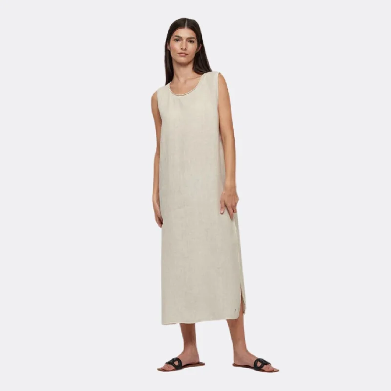 Women's Seasonal Wardrobe Clothing Sleeveless Maxi Linen Dress (Nude)