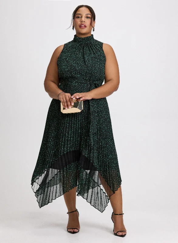 City Fashion Geometric Print Asymmetrical Hem Dress