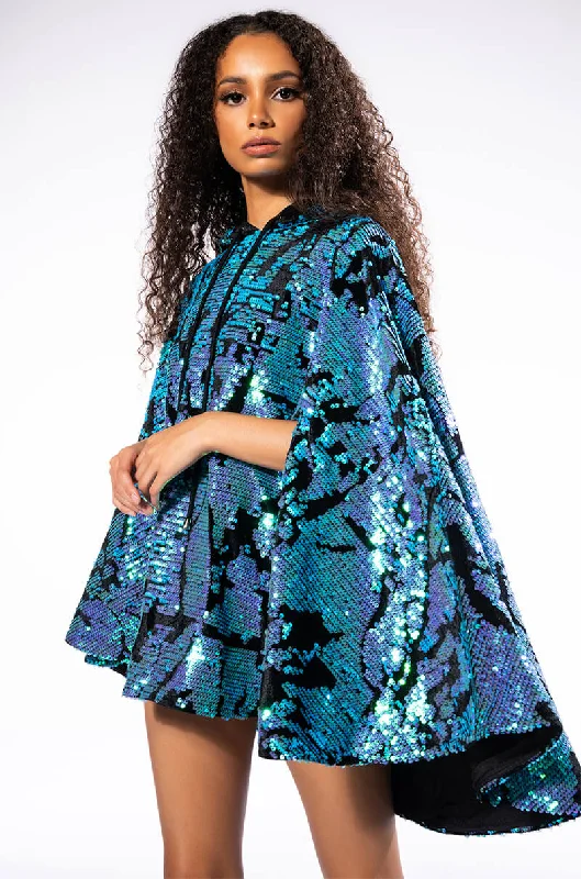 Women's Clothes And Apparel Sets TALKING IN CIRCLES SEQUIN PONCHO DRESS