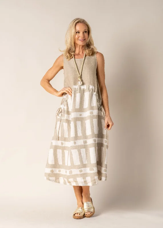 Sporty Streetwear Loreli Linen Dress in Latte