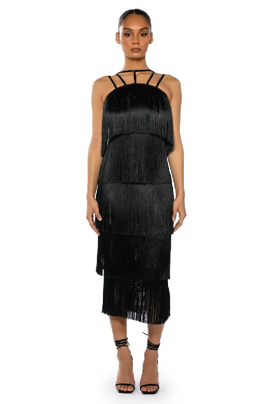 Chic & Cozy Collection GIGGLE WATERS MAXI FRINGE LAYERED DRESS