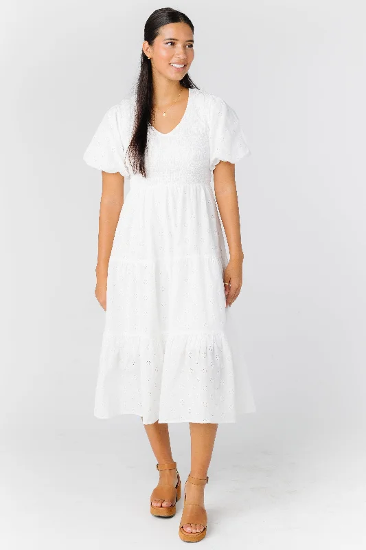Classy Style Discounts Brass & Roe Ella Eyelet Smocked Dress