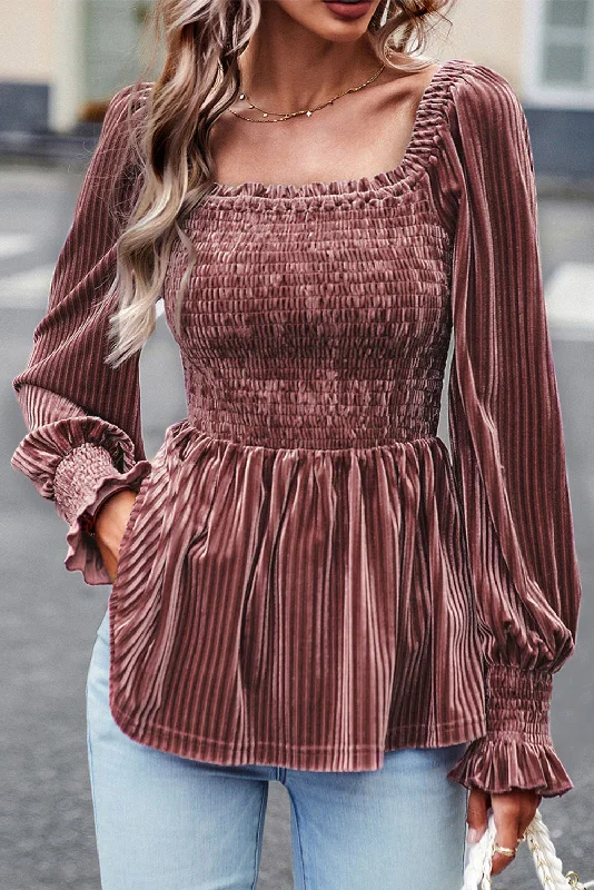 Fashion-Forward Looks At Low Prices Long Sleeve Tiered Ribbed Velvet Dress