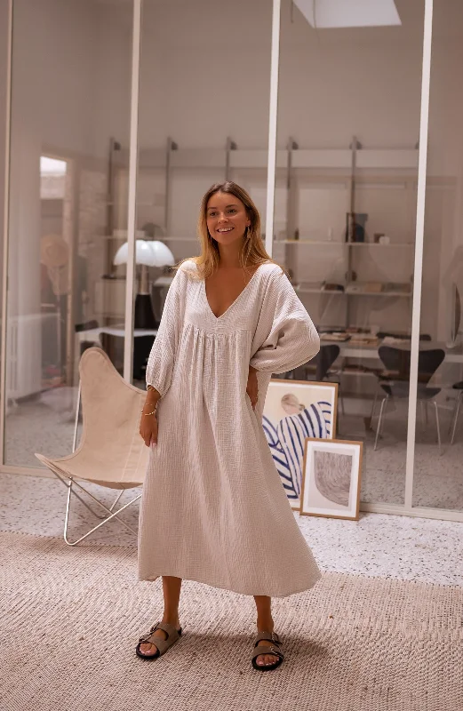 Snag The Best Bargains Before They're Over Beige Nolan Cotton-Gauze Dress