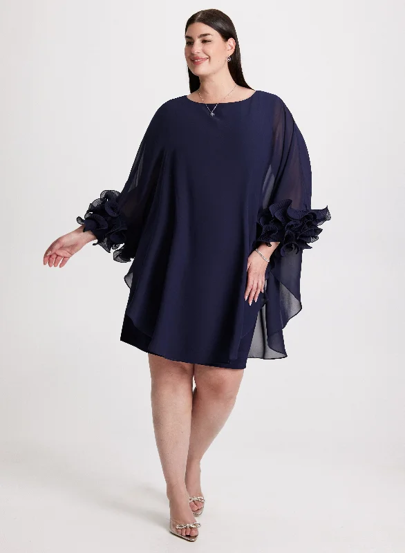 Feminine Flow Ruffled Sleeve Cocktail Dress