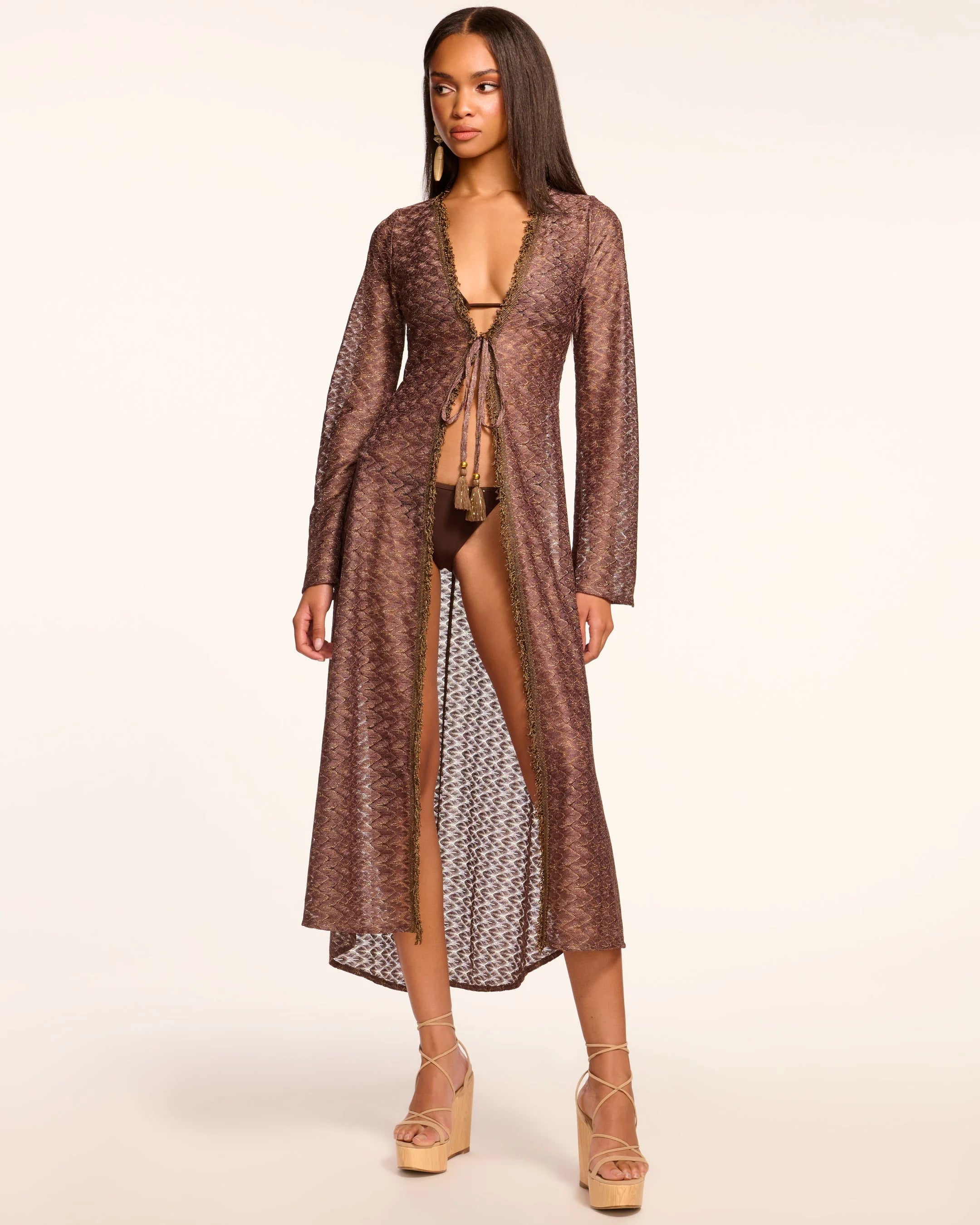 Bundle Offer Fatima Zig Zag Coverup Dress - Bronze