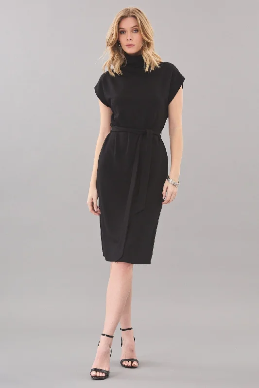 Women's Evening Wear Belted Luxe Ponte Dress