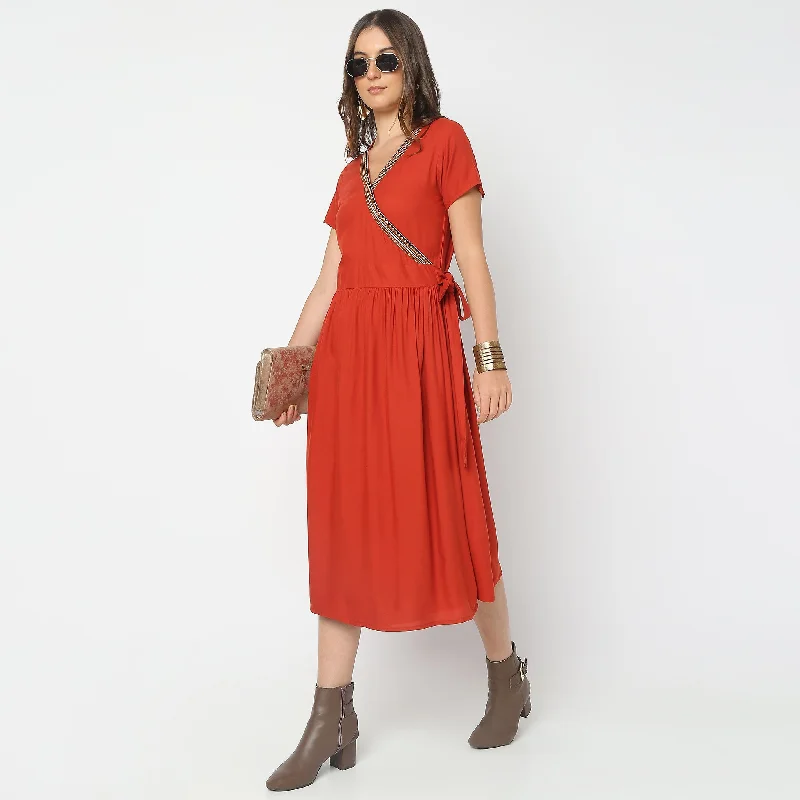 Daily Deals Flare Fit Solid Dress