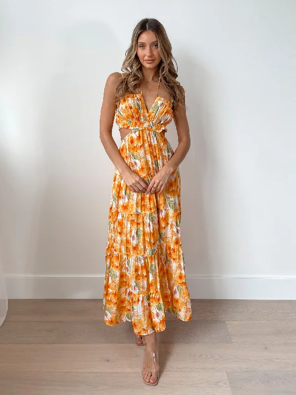 Latest Fashion Delphinia Dress - Yellow Floral