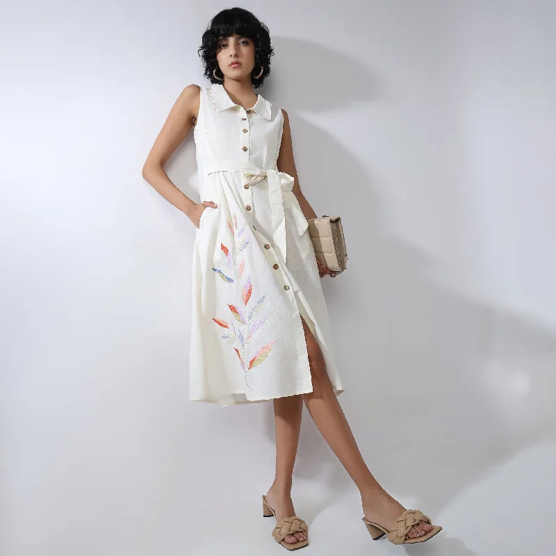 Women's High-Fashion Clothes Flare Fit Embroidered Dress